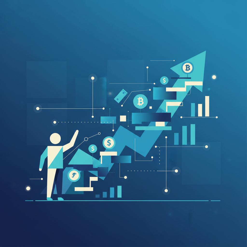 Abstract digital financial data flow and growth